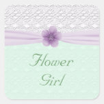 Romantic Lace Flower Mint Lavender Flower Girl Square Stickers