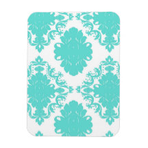 romantic light aqua blue on white elegant damask vinyl magnets