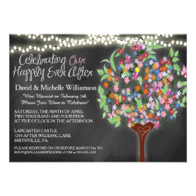 Romantic Lights Whimsical Tree Post Wedding Invite Announcement