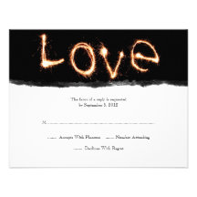 Romantic Love Sparklers Wedding RSVP Custom Invitations