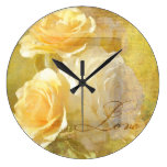 Romantic Love Yellow Roses Round Wallclock