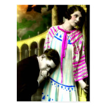 Romantic Man Kissing Woman's Hand Vintage postcards