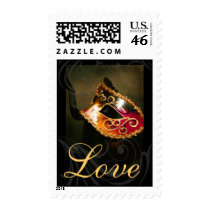 Romantic Masqurade Mask Gold Love Postage