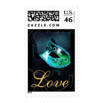 Romantic Masqurade Mask Teal Love Postage