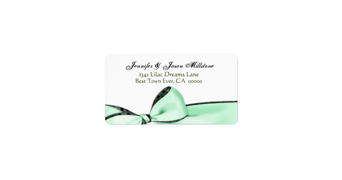 Romantic Mint Green Bow Wedding Label Zazzle