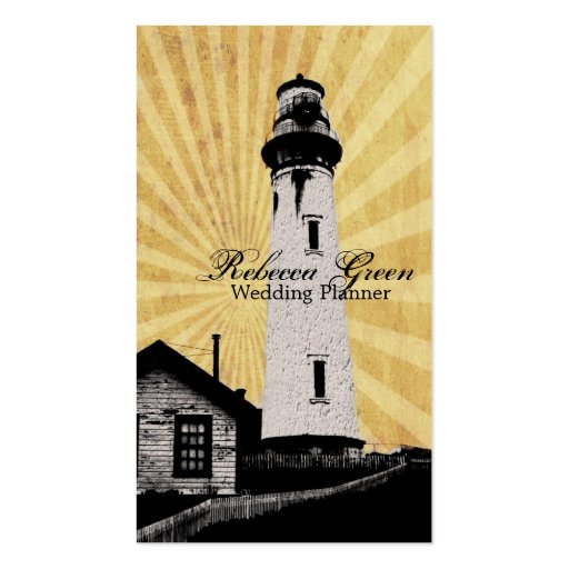 Romantic modern elegant Lighthouse beach fashion Business Card Template (front side)