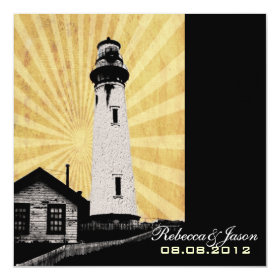 Romantic modern elegant Lighthouse beach Wedding Personalized Invitation