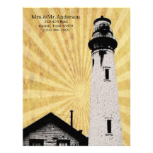 Romantic modern elegant Lighthouse beach Wedding Personalized Letterhead