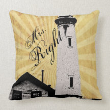 Romantic modern elegant Lighthouse Mrs Right Pillows