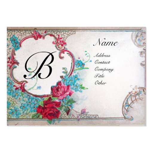 ROMANTIC MONOGRAM, white pearl  paper Business Card