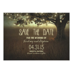 romantic night lights rustic save the date cards