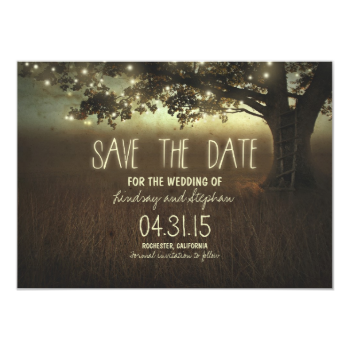 romantic night lights rustic save the date cards invitations