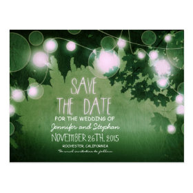 romantic night lights vintage save the date post card
