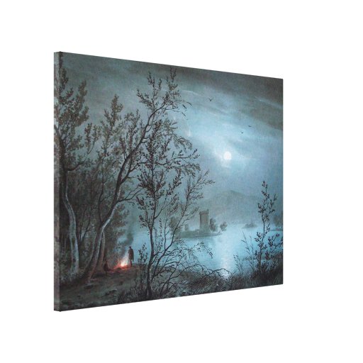 ROMANTIC NOCTURNE LANDSCAPE IN BLUE CANVAS PRINT
