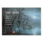 ROMANTIC NOCTURNE LANDSCAPE IN BLUE  pearl paper Business Card