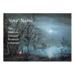 ROMANTIC NOCTURNE LANDSCAPE IN BLUE  pearl paper Business Card Template