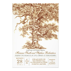 Romantic old oak tree rustic wedding invitation