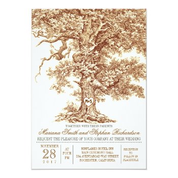 Romantic Old Oak Tree Rustic Wedding Invitation by jinaiji at Zazzle