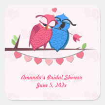 Romantic Owls and Hearts Sticker
