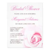 Romantic pale pink rose wedding bridal shower invitations