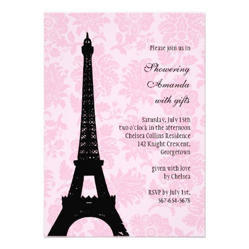 Romantic Paris Bridal Shower Custom Announcements