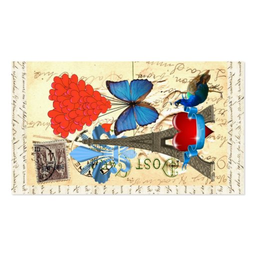 Romantic Paris collage Double-Sided Standard Business ...