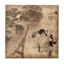 Romantic Paris Vintage Ceramic Tile