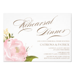 Romantic Peony Flower Rehearsal Dinner Invitation 5