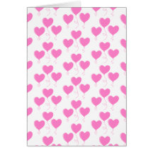 Romantic Pink Heart Balloons Pattern. Greeting Card
