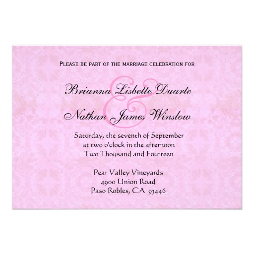 Romantic Pink Rose Wedding Template Personalized Invites