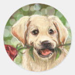 Romantic puppy round stickers