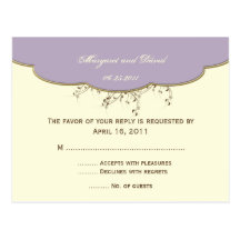 Romantic Purple and Ivory RSVP Postcard