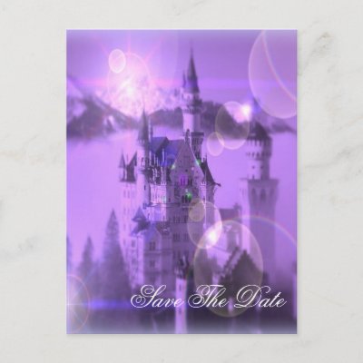 Romantic purple castle dream vintage wedding postcards by 