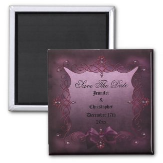 Romantic Purple Gothic Frame Save The Date Wedding zazzle_magnet