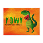 Romantic RAWR Dinosaur Post Card