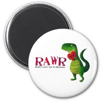 Romantic RAWR Dinosaur Refrigerator Magnets