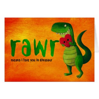 Romantic RAWR T-rex Dinosaur Greeting Cards