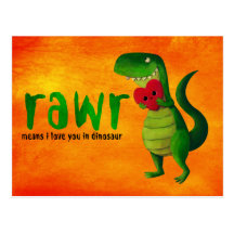 Romantic RAWR T-rex Dinosaur Post Card