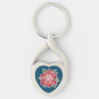 Romantic Red Rose Heart-shaped Keychain