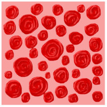 Romantic red rose pattern. On Pink. Photo Cutouts