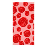 Romantic red rose pattern. On Pink. Customized Photo Card