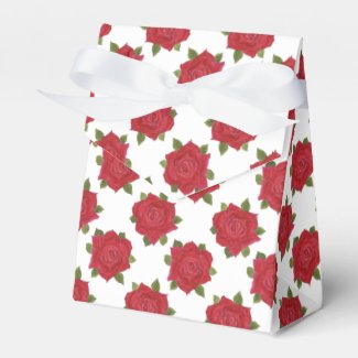 Romantic Red Roses on White Custom Tent Favor Box