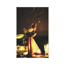 romantic restaurant table flowers candles ikebana gallery wrap canvas