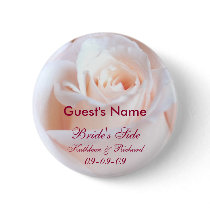 Romantic Rose Personalized Wedding Guest Button by SquirrelHugger Romantic Rose Personalized Wedding Guest Button