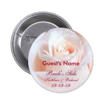 Romantic Rose Personalized Wedding Guest Button