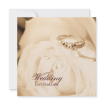 Romantic Rose Rings Vintage Wedding invitation