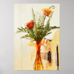 Romantic Roses and Guitar Poster posters