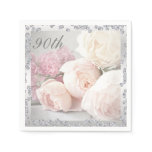 Romantic Roses & Diamonds 90th Birthday Serviettes Disposable Napkin