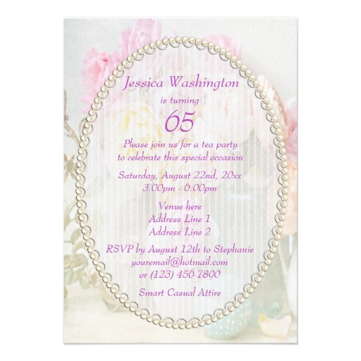 Romantic Roses in Jars 65th Birthday Party Personalized Invite