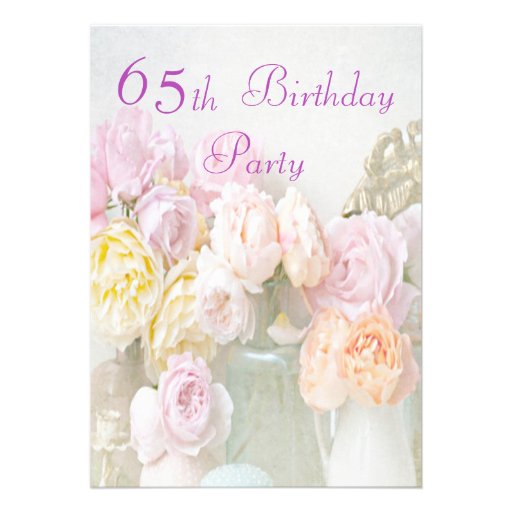 Romantic Roses in Jars 65th Birthday Party Personalized Invite
